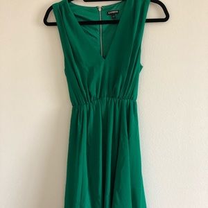 Express green synch waist & cutout back minidress